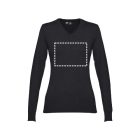 THC MILAN WOMEN. Női V-nyakú pulóver pamutból és poliamidból - M