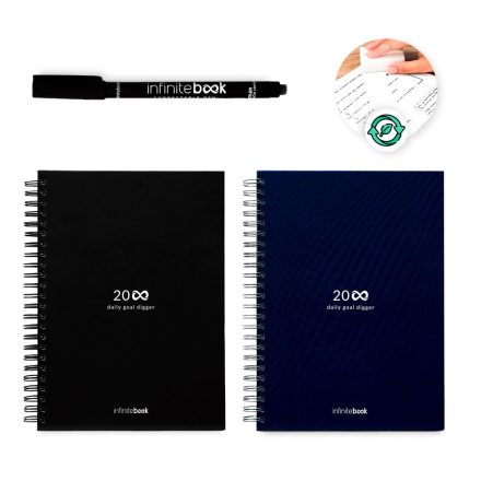 STARTER KIT INFINITE PLANNER A5. A készlet tartalmaz egy „végtelen naplót”, tisztító készletet, markert és markertartót