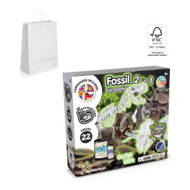   2 in 1 Fossil Excavation Kit II. Oktatási játék kraftpapír ajándéktasakkal (90 g/m²), FSC™ tanúsítvánnyal rendelkező és egyéb ellenőrzött anyagokból készült