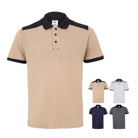 VL VELES. Kéttónusú, sztreccs piqué pólóing (200g/m²), rövid ujjú, poliészterből (96%) és elasztánból (4%) - 2XL