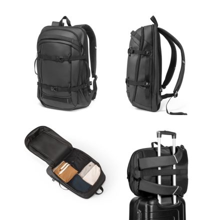 KAMPALA. Laptop hátizsák 900D, nagy sűrűségű újrahasznosított poliészterből, vízálló bevonattal és 210D újrahasznosított poliészter béléssel 17'3"