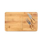 WOODS. Bambusz sajt tálaló 2 bambusz és rozsdamentes acél kiegészítővel