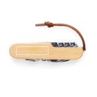 RYKER. Multifunkcionális bambusz és rozsdamentes acél zsebkés PU markolattal