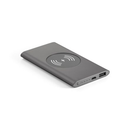 CASSINI. Power bank 4.000 mAh 5W-os vezeték nélküli töltővel újrahasznosított alumíniumból (100%-ban rAL)