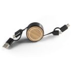 RUBINS. 6 az 1-ben összehúzható USB kábel újrahasznosított ABS-ből (100% rABS) és bambuszból