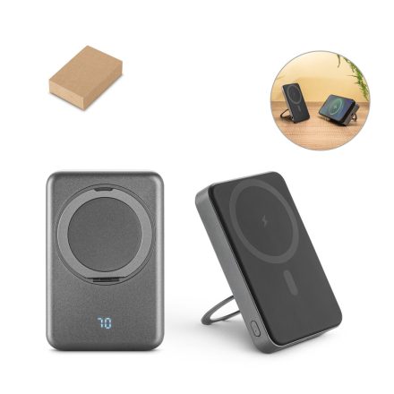 WARSHEL 10. 10.000 mAh-s mágneses power bank 15W szupergyors vezeték nélküli töltővel újrahasznosított ABS-ből (100% rABS) állvánnyal