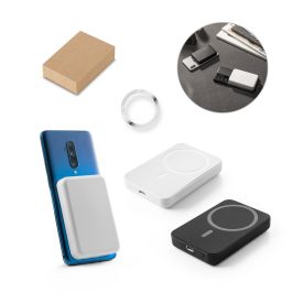   AMPERE 5. 5.000 mAh mágneses power bank 15W-os szupergyors vezeték nélküli töltővel újrahasznosított ABS-ből (100% rABS)