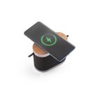 GUETTA. 5W-os hordozható hangszóró szupergyors 15W-os vezeték nélküli töltővel és 2 órás akkumulátor-üzemidővel, bambuszból és újrahasznosított PET-ből (100% rPET)