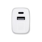 WEGENER. Tápegység USB-A csatlakozóval 18W és USB-C 20W újrahasznosított ABS-ből (100% rABS)