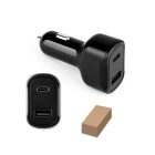 DIRAC. Szivargyújtó adapter USB-A porttal 18W és USB-C 20W 100% rABS-ből