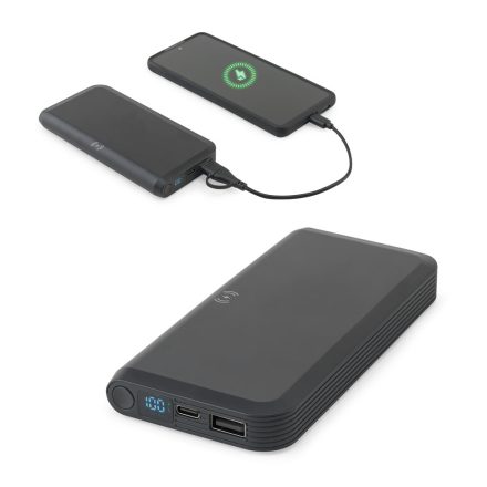BECKER 10. 10.000 mAh-s power bank újrahasznosított ABS-ből (100% rABS) 15W szupergyors vezeték nélküli töltővel